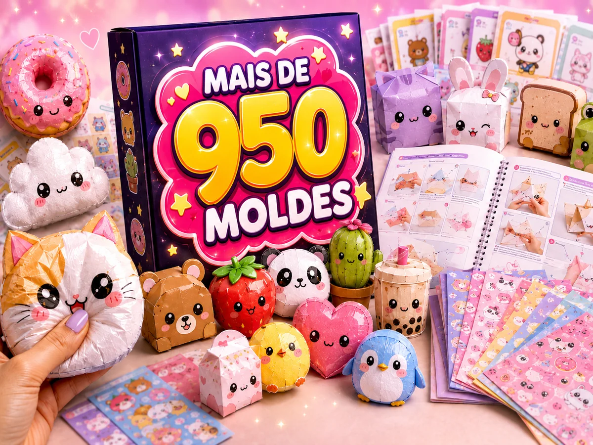 Pacote Completo — mais de 950 moldes de Fofuras de Papel